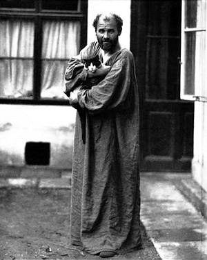 Gustav Klimt with cat